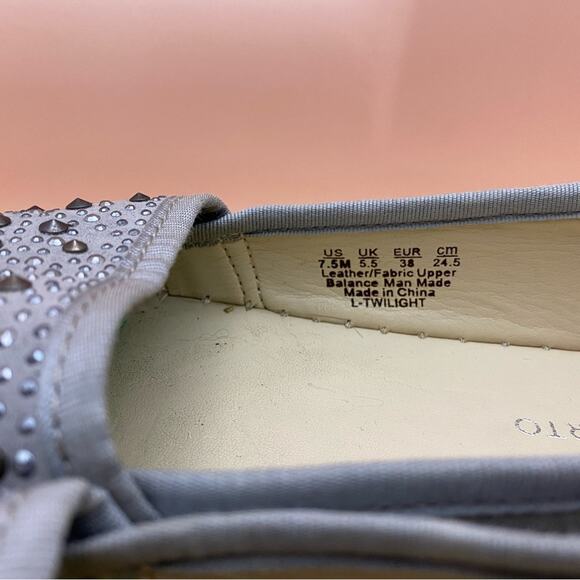 EUC Franco Sarto size 7.5 L-Twilight Studded Gray Leather Espadrilles - Picture 6 of 8
